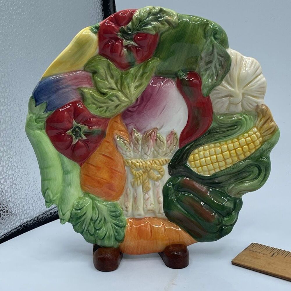 Kaldun & Bogle Decorated Majolica Vegetable Plate 7.5”.